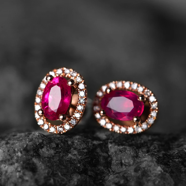 Zocai Oval Shape Genuine Ruby Gemstone 1 0 Ct Certified Stud Zocai Oval Shape Genuine Ruby Gemstone 1 0 Ct Certified Stud Earrings With 15 Diamond 18k Rose Gold Au750 E00569 In From Jewelry