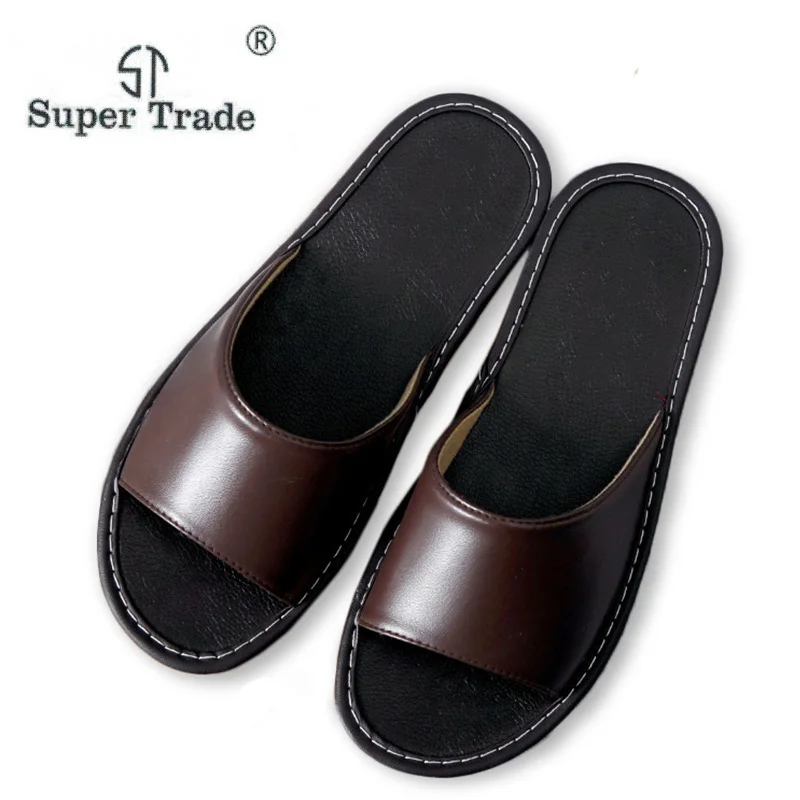 

ST SUPER TRADE Women Genuine Leather Shoes Couples Home Slippers Non-Slip Indoor Floor Shoe Woman Slippers Summer Sandals