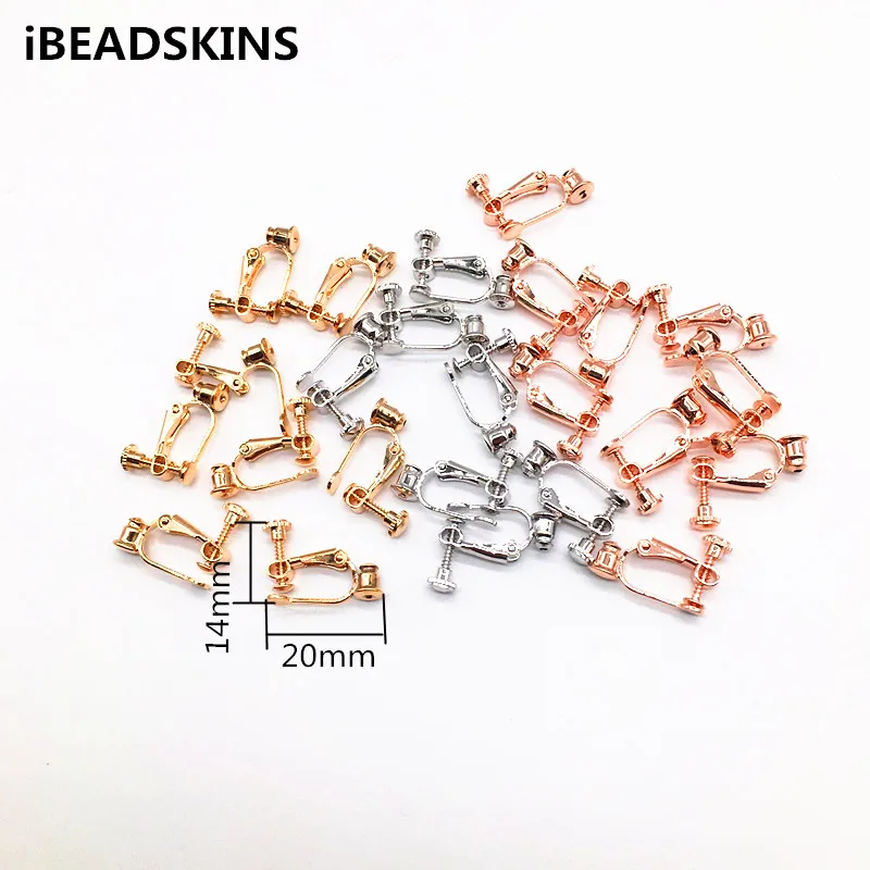 

New arrival! copper 20x14mm 50pcs/lot Screw Ear Clip with earplugs for stud earrings/earrings accessories/earring parts DIY