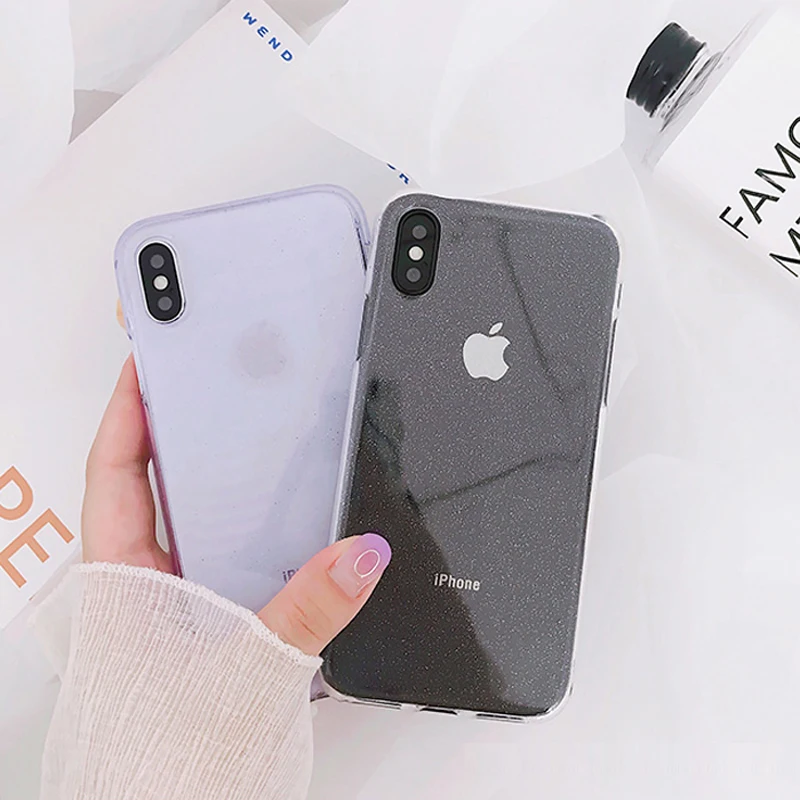 LACK Clear Bling Glitter Soft Phone Case For iPhone X Cases For iPhone 6 6S 7 8 Plus Fashion TPU Bling Powder Back Cover Fundas