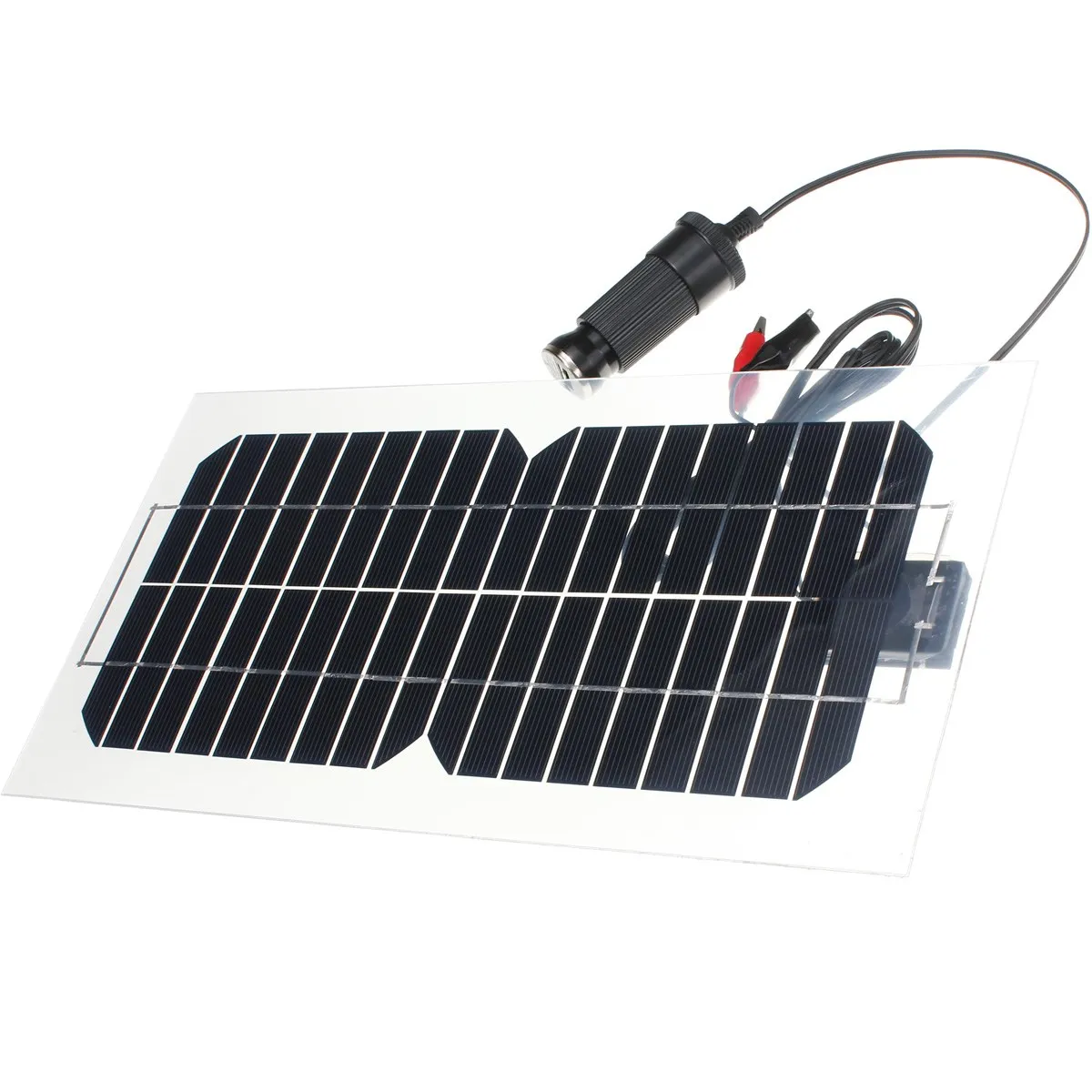 

LEORY 5.5W 18V Semi-Flexible Transparent Monocrystalline Silicon Solar Panel solar Cell Sun Engergy Power+2 Clips+USB Charger