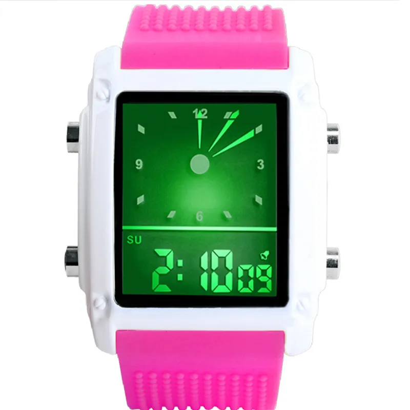 Baratos Relojes deportivos Skmei de moda para hombres reloj de pulsera de cuarzo Digital de doble hora 30m LED a prueba de agua colorido para hombre