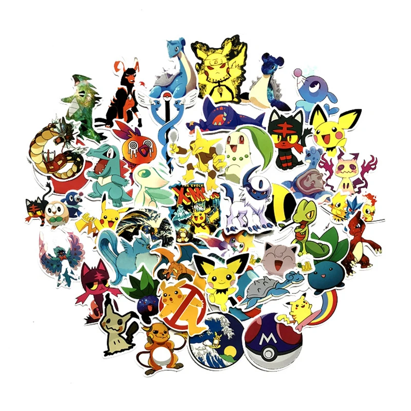 

45pcs/set Pokeball Cute Stickers Pikachu Monster Brinquedos Anime Snowboard Laptop Luggage Car Pegatina Gifts For Kids