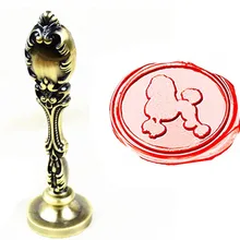 Винтажная Милая Пудель изображение на заказ логотип роскошный воск печать штамп латунь Павлин металлическая ручка подарочный набор