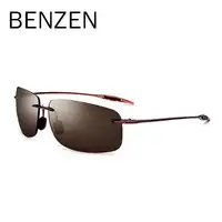 BENZEN High Quality Rimless Sunglasses Men Vintage Ultralight TR 90 Sun Glasses For Male UVA/UVB Nylon Lens Goggles Black 9357