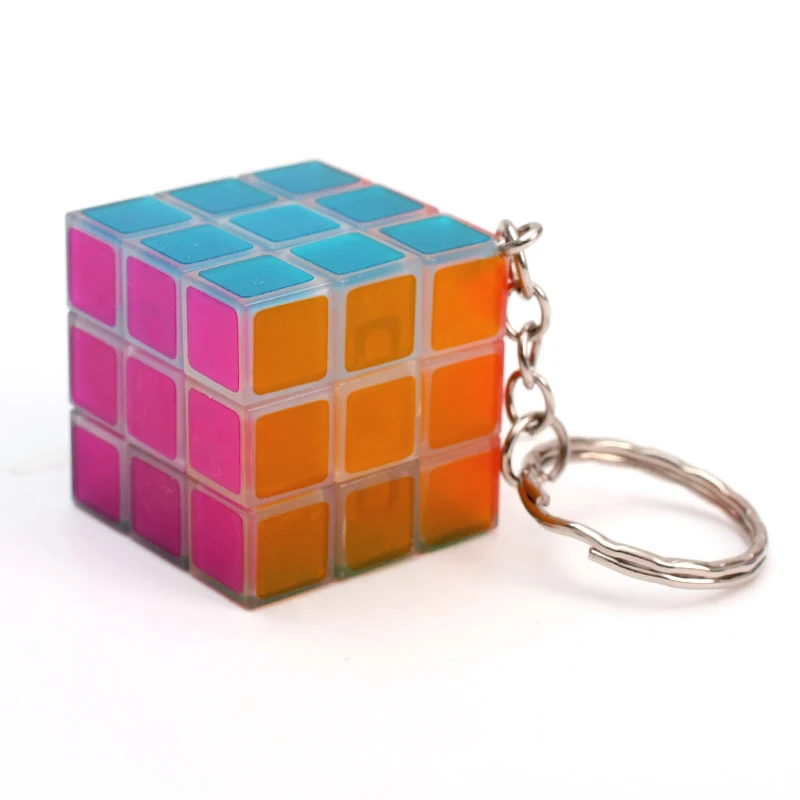 Мини-брелок Кубик Рубика светится в темноте прозрачный Карманный куб 3x3x3 светящийся маленький 3x3 головоломка куб брелок кубики для детей