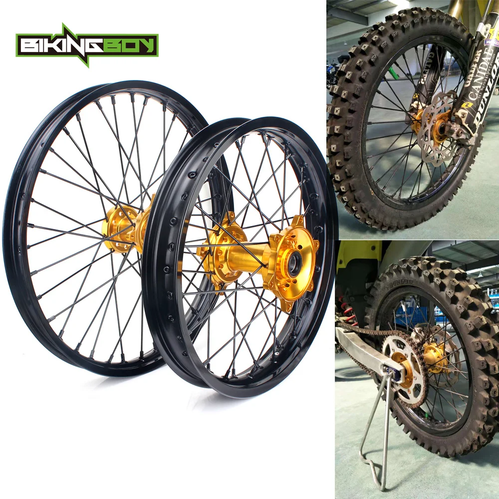 BIKINGBOY для Suzuki RM-Z 250 07 08 09, 10, 11, 12, 13, 14, 15, 16, 17, 18, 19, РМЗ 450 05- 06 спереди и сзади 2" 18" колеса обода Золотая ступица MX