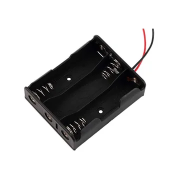 

5Pcs/lot Plastic Black 4.5V 3 AA Battery Case Holder with Black Red Wire Leads