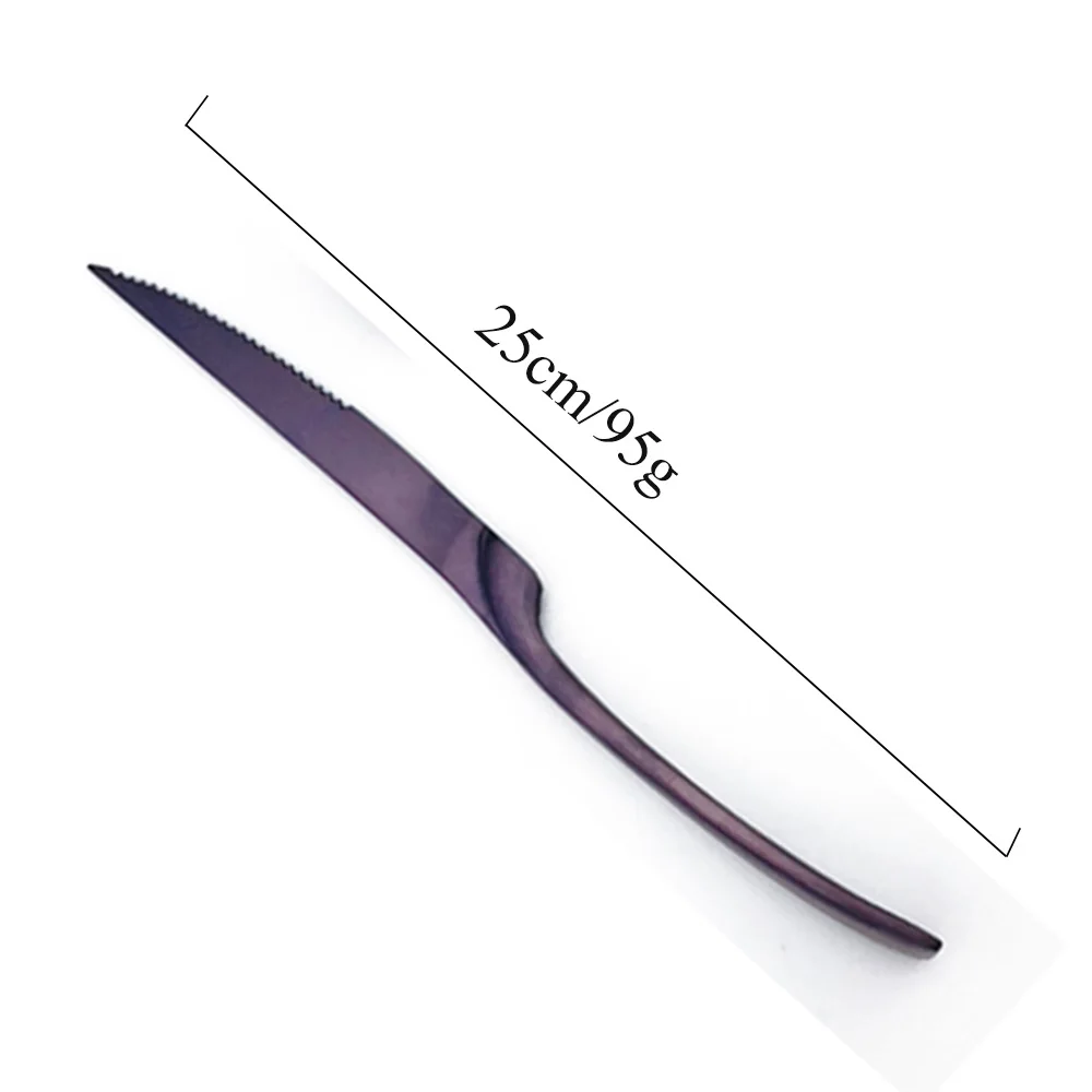 Дизайн Матовая фиолетовая столовая посуда 304 нержавеющая сталь набор столовых приборов ужин острый стейк ножи вилки чайная ложка посуда набор 1 шт - Цвет: Steak Knife
