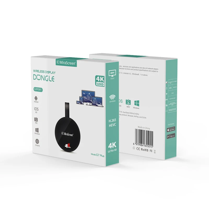 Беспроводной дисплей MiraScreen G7 Plus H.265 2 4G 4K UHD Android Wi Fi ТВ приемник HD флешка