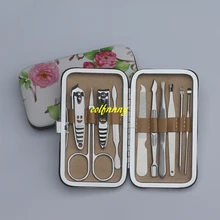 50 компл./лот 10 шт./компл. коробка с цветочным принтом переносной маникюрный набор кусачки для ногтей Очиститель Уход за ногтями Ноготь набор инструментов для искусства