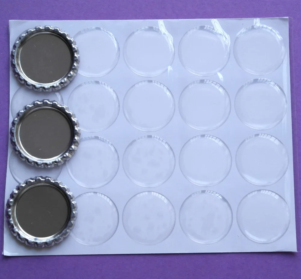 1000pcs Silver Flat Beer Bottle Caps Bottlecaps&1000pcs 1'' Round Clear