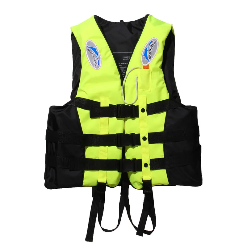 Polyester полиэфирная Спасательная куртка универсальный для плавания, катания на лыжах, дрейфующий спасательный жилет со свистком для детей и взрослых, водные виды спорта - Цвет: Kids Green S