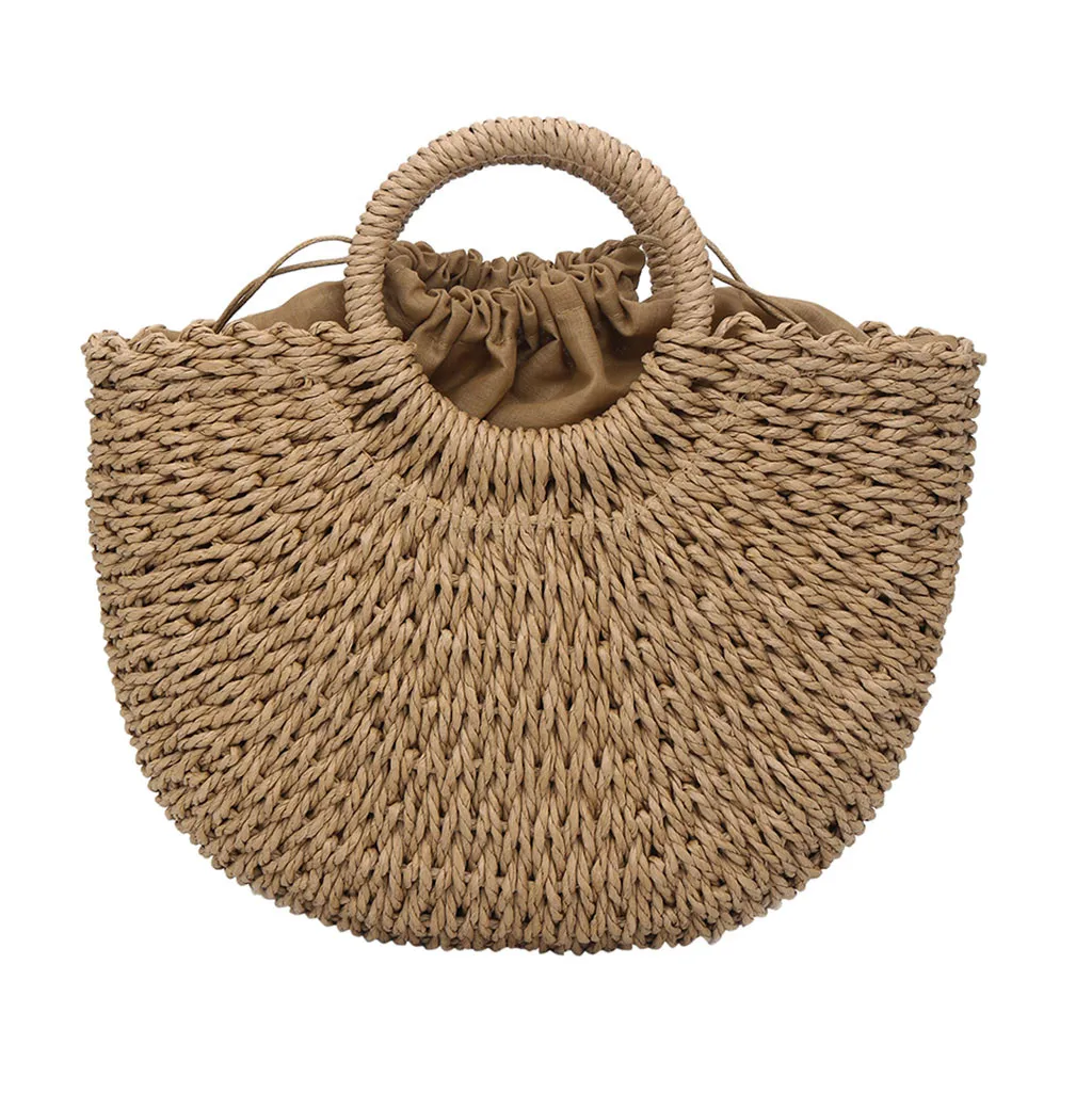 

Women Bag Fashion Straw Woven Solid Color Handbag Wild Handbag Casual Wind handtassen dames sac a main femme de marque soldes