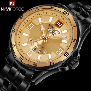 

Men Quartz Watches NAVIFORCE Top Brand Military Sport Watch Men Full Stainless Steel Waterproof Calendar Clock Relogio Masculino