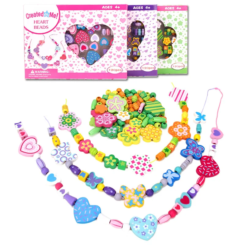 

Wood Blocks DIY butterfly Block Toys Stringing Threading Beads Game Educational Toy for Kids
