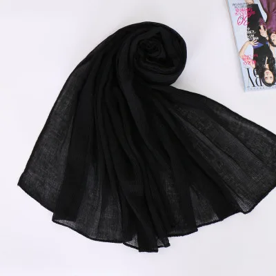 Плиссированный однотонный мусульманский хиджаб шарф Дубай Малайзия шарфы бурелом хлопок хиджабы морщинка пашмины Обертывания шарфы-повязки - Цвет: Color 6