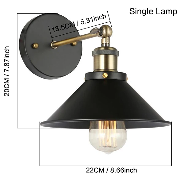 Lampara pared настенный светильник E27 85-265 в wandlamp badroom тщеславие светодиодный настенный светильник винтажная мода бар лампы зеркальный свет домашний декор - Цвет абажура: Single Wall Lamp