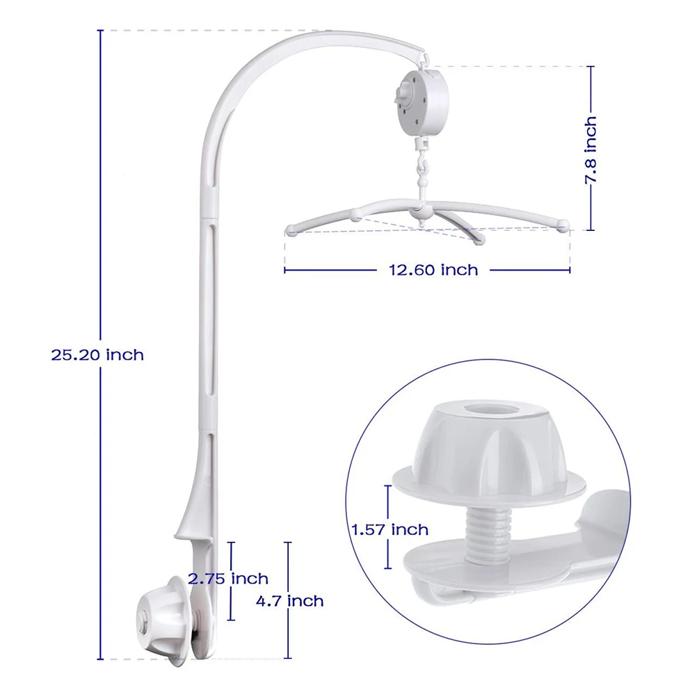 Детские игрушки белый мобиль на кроватку комплект радио-няня игрушка над детской кроваткой держатель рука Wind-up Music Box стойки кронштейны Wind-up