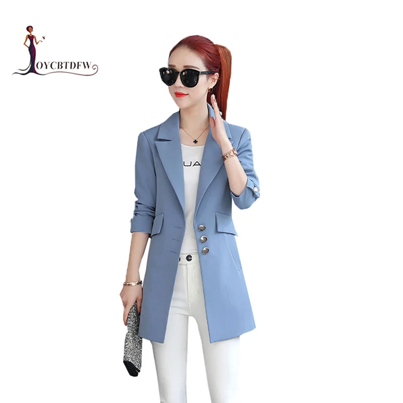 

Spring and Autumn Fashion Lady Suit Jacket 2018 New Pure Color Temperament Slim Long Sleeve Lapel Wild Casual Lady Suit XY074