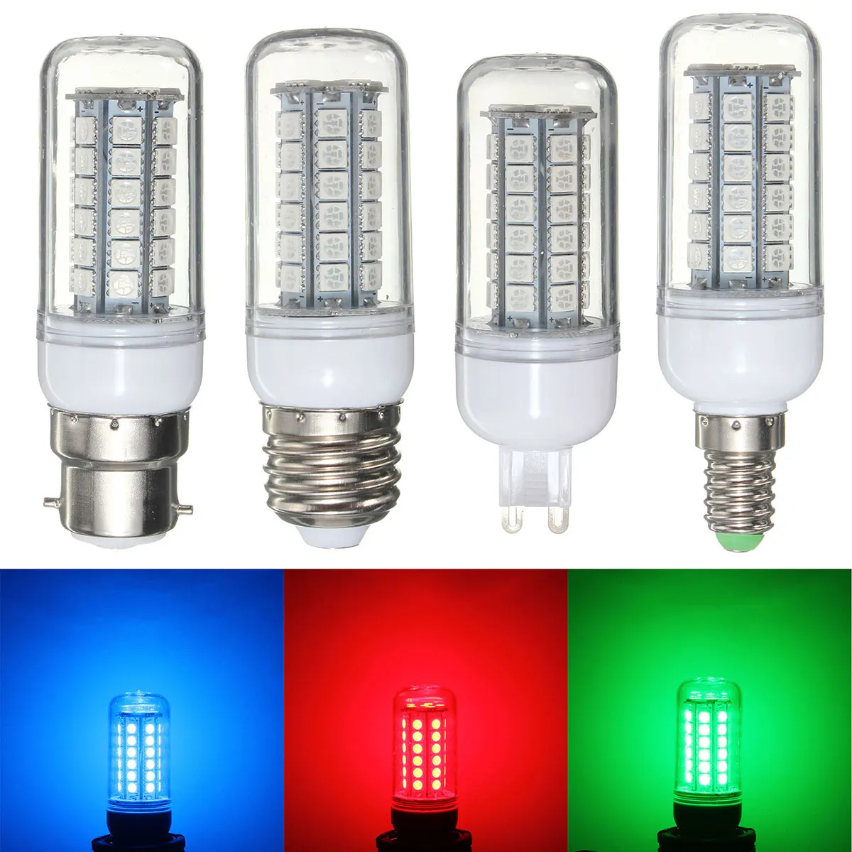 

E27 E14 B22 G9 3.5W 48 SMD 5050 LED RGB House Light Cover Corn Light Bulb AC220V For Home Decoration Ampoule