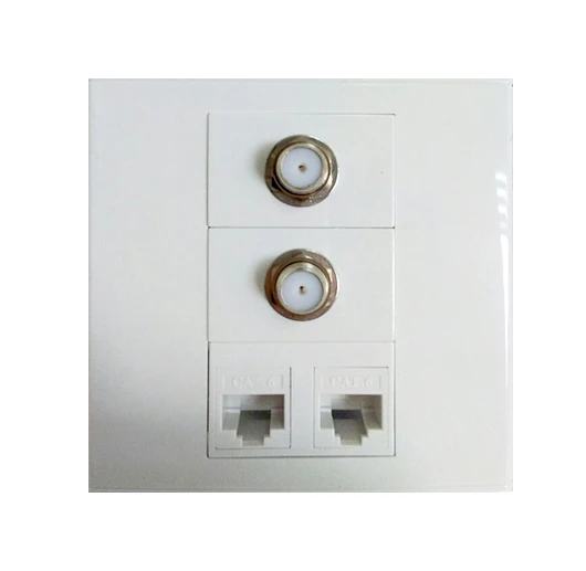 Wall Socket Plate 2 Network Cat6 Ports 2 Ports F Type Coax Cable Tv Adapter Connector Faceplate Tv Adapter Tv Cable Adapternetwork Cable Cat6 Aliexpress