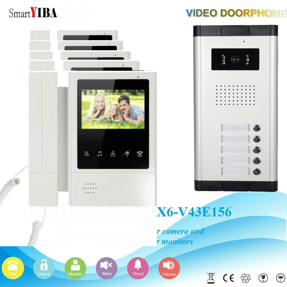 

SmartYIBA 4.3inch LCD monitor Video Door Phone Intercom System Support remote unlock, rainproof & Night Vision Doorbell Intercom