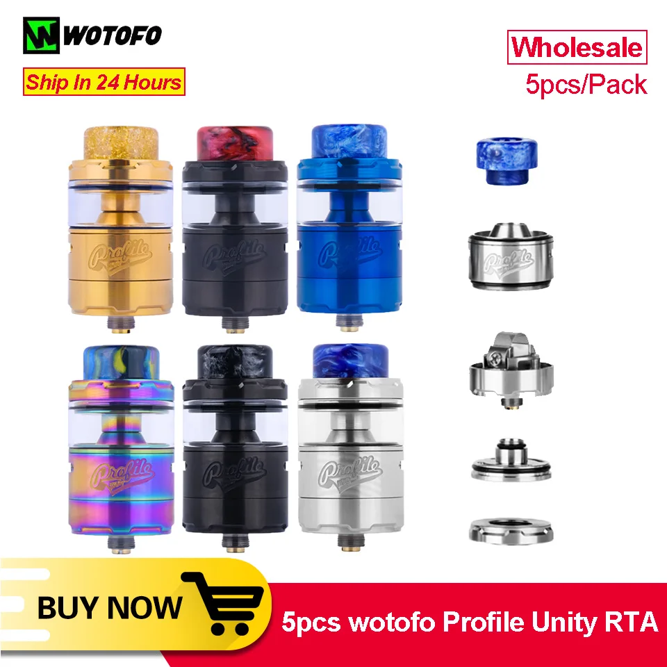 

[Wholesale] 5pcs Original Wotofo Profile Unity RTA 25mm Atomizer 510 thread Vape Tank Rebuilding Dripping E Cigarette Vaporizer