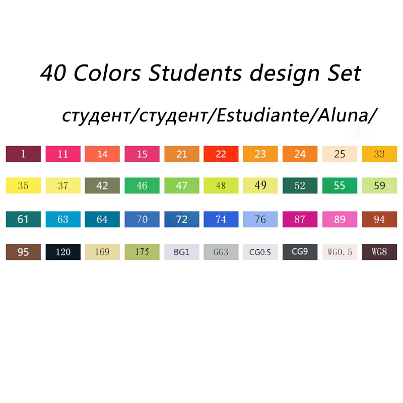 TouchFIVE 30/40/60/80/168 Цвета ручка маркер комплект Dual Head эскиз маркеры кисточки для манга школьные канцелярские ручки дизайн поставки - Цвет: 40 Student Design