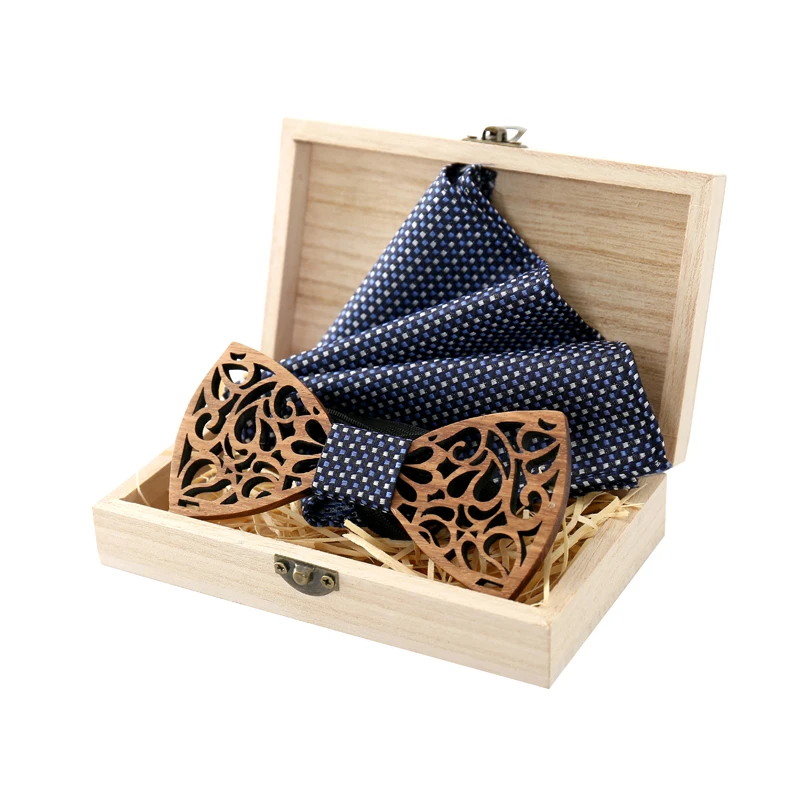 Oeientree, подарок ручной работы, полый дизайнерский деревянный галстук-бабочка, галстук-бабочка с носовым платком для мужчин, деревянный галстук-бабочка для деловых, вечерние