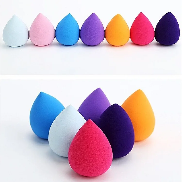 2pcs Beauty Makeup Sponge Puff Set Powder Foundation Blending Sponge Latex-Free Dry Wet Use Cosmetic Egg Mix Color 2 Shapes+ Bag