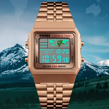 

Relogio Masculino Sports Watches Men Waterproof Watch Stainless Steel Dress LED Digital Wristwatches Male Clock Top Brand SKMEI