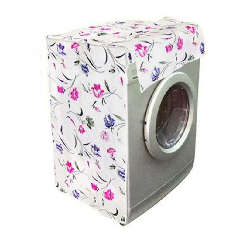 Пылезащитный чехол для стиральной машины с цветочным рисунком Толстый водонепроницаемый и прочный пылезащитный чехол для стиральной машины на молнии случайный цвет