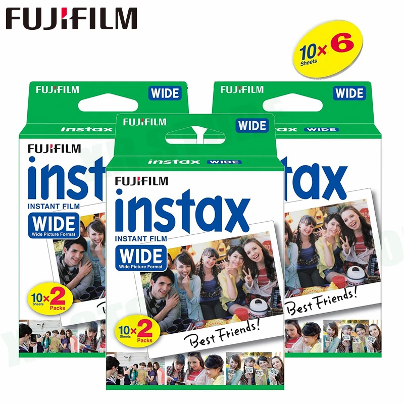 60 пленок Fujifilm Instax широкий мгновенный белый край для камеры Fuji 100 200 210 300 500AF