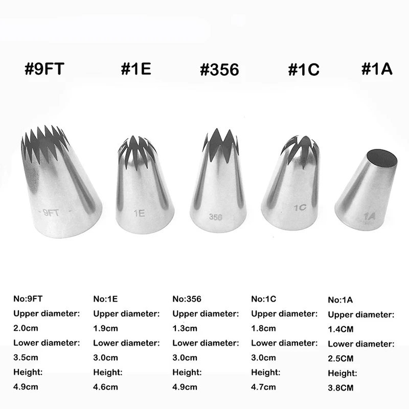 5 шт. большой металлический торт крем украшения Советы Набор кондитерских инструментов нержавеющая сталь Обледенение труб насадка для кекса