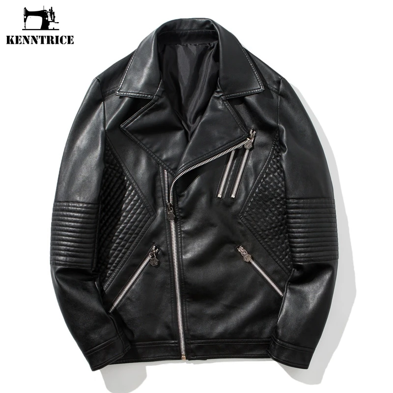 KENNTRICE Pilot Leather Jacket Mens Leather Bomber Jackets Black Faux Leather Jacket Men Autumn Winter Coat Male Hip Hop Style