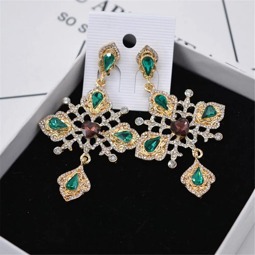 

2019 Fashion Design Elegant Cross Baroque Retro Earrings European Court Style Crystals Women Fancy Work Baroque Earring Jewelry