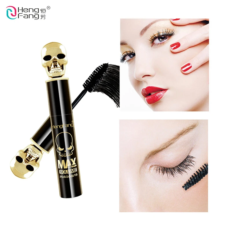 

HengFang Brand Professional Volume Mascara Lengthening Mascara Black Waterproof Thick Skull Pattern Eyelashes Makeup Cosmetics
