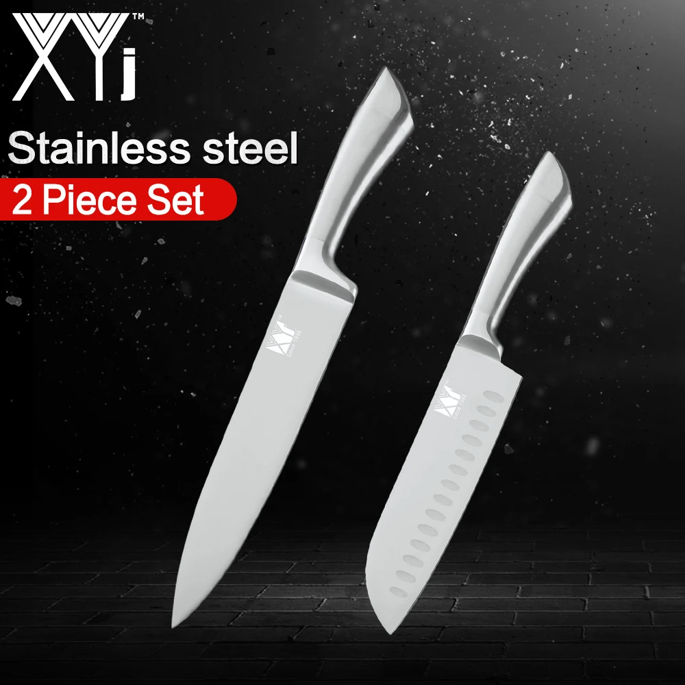 

XYj Stainless Steel Kitchen Knife Set Chef Slicer Bread Utility Santoku Paring Knife 2 Piece 7Cr17mov Cooking Knives Kitchenware