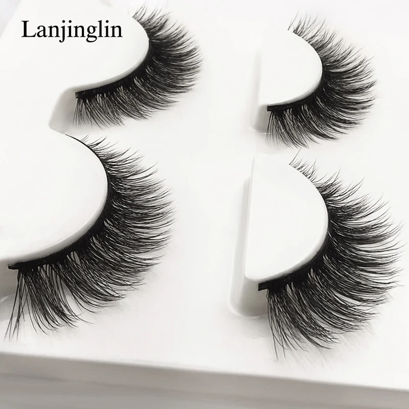 

LANJINGLIN 3 Pairs handmade fake eye lashes makeup false eyelashes 3D mink lashes thick crossing strip eyelashes #3D-X08