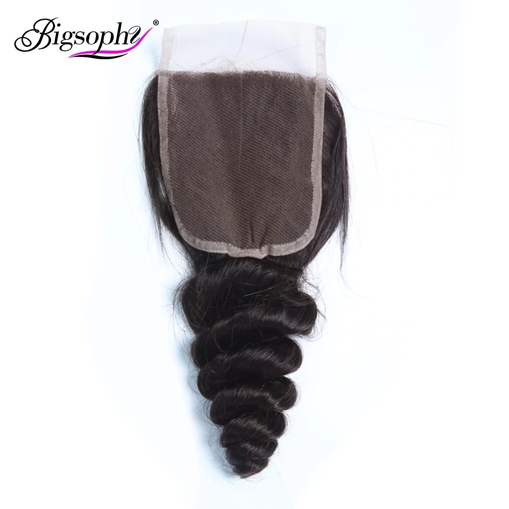 

Bigsophy Indian hair loose wave Closure 100% Human Hair 4*4 Lace Closure Remy Hair Weaving swiss lace closures 4x4 8-20 16 Inch