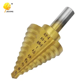 

HSS Steel Step Cone Drill Titanium Metal Swirl Bit cut Tool Set Hole Cutter 1/4-3/8