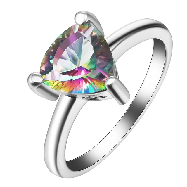 mystic rainbow engagement rings luxury natural stone 2017 hot triangle cz gem fashion silver color jewelry - Rainbow Wedding Rings mystic rainbow engagement rings luxury natural stone 2017 hot triangle cz gem fashion silver color jewelry - Rainbow Wedding Rings