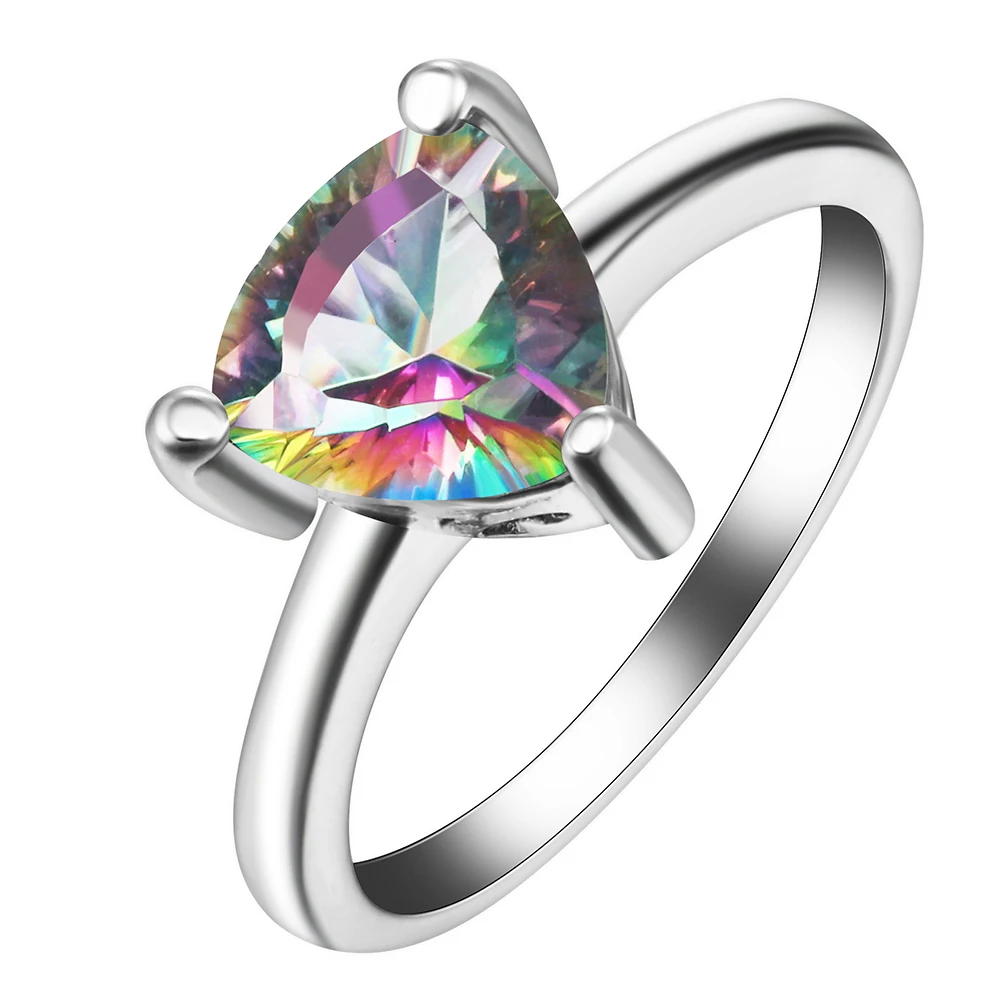 mystic rainbow engagement rings luxury natural stone 2017 hot triangle cz gem fashion silver color jewelry - Rainbow Wedding Rings mystic rainbow engagement rings luxury natural stone 2017 hot triangle cz gem fashion silver color jewelry - Rainbow Wedding Rings