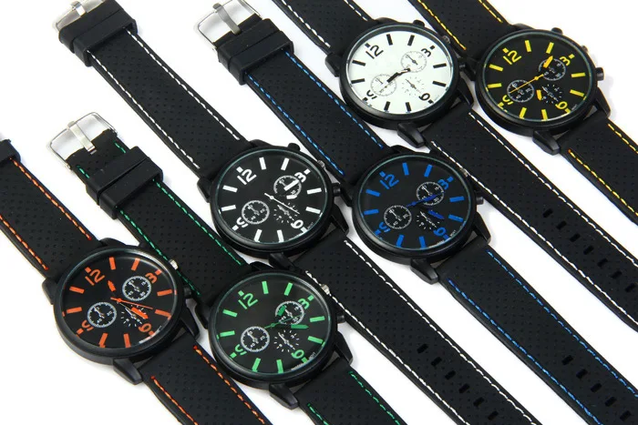 Автомобильные гоночные мужские армейские силиконовые спортивные часы с большим циферблатом мужские наручные часы Новая мода Relogios кварцевые аналоговые простые часы