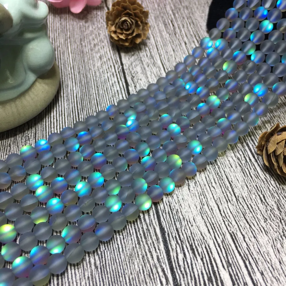 

6/8/10/12mm Dull Polish Grey Crystal Moonstone Beads Round Loose Noctilucent Stone Beads Handmade DIY Jewelry Accessories