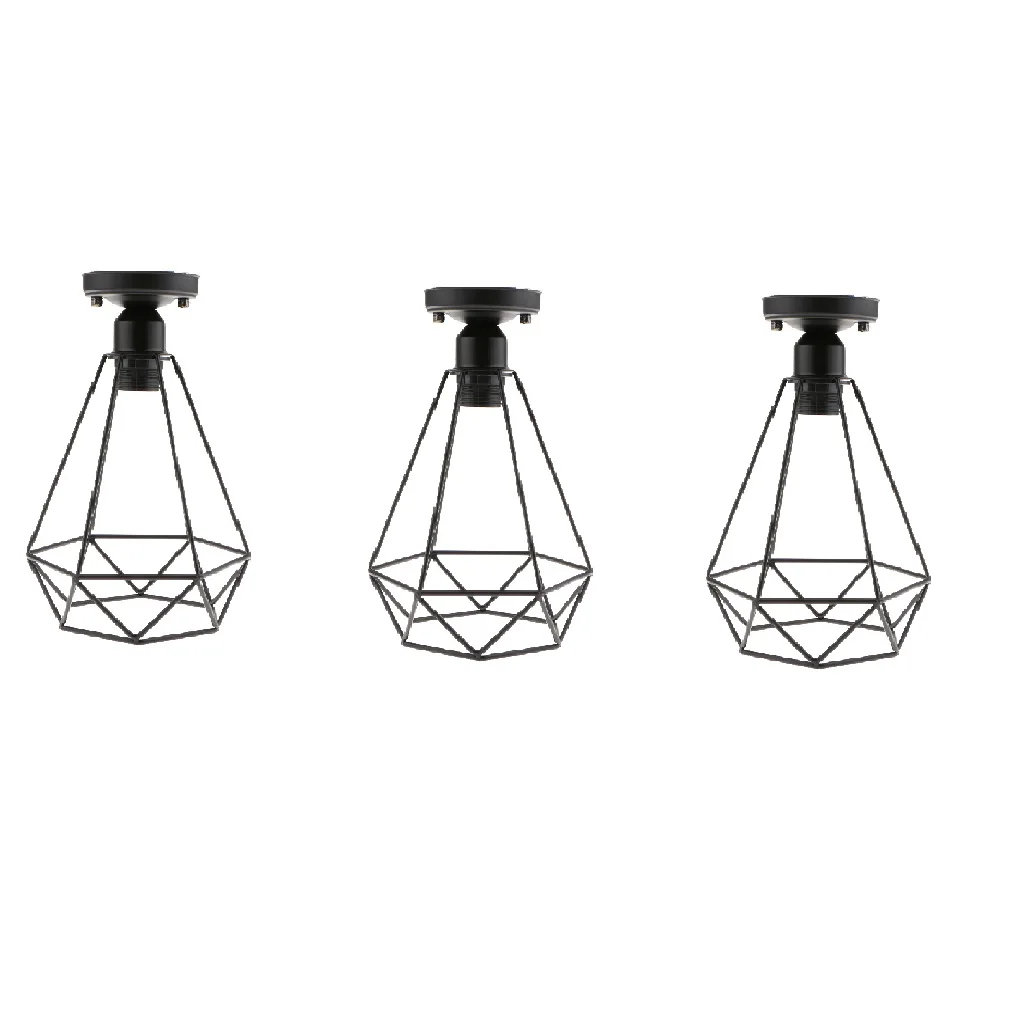 3pcs/lot Antique Black Wire Loft Pendant Ceiling Light Lamp Cage for Asile/Hallway Lighting Lamp Shades Wire Iron Design