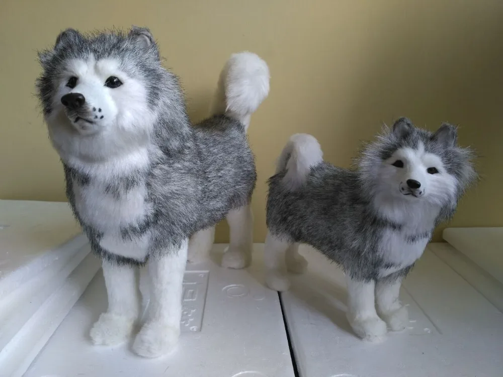 Моделирование меха серый Собака Хаски модель 2 разных размеров собак полиэтилен и меха Ремесленная украшения дома игрушка в подарок a2238