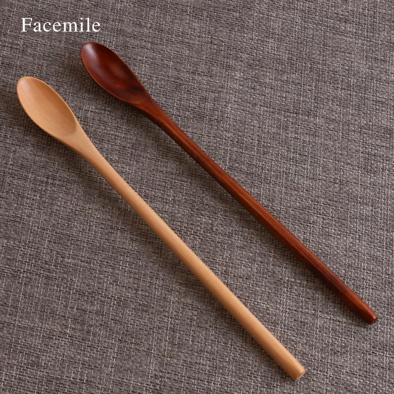Buy 1PCS 20CM Long Flat Wooden Handle Coffee Spoon