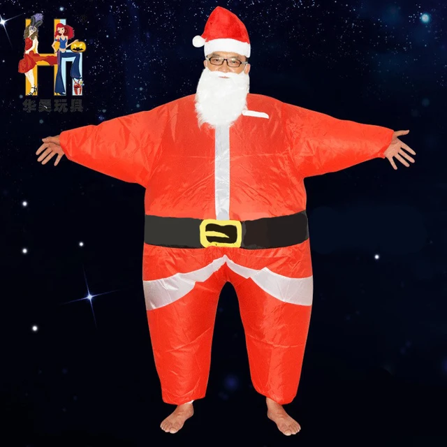 Inflatable Christmas Costum Adult Sant Body Suits Blow Up Red Color Full Party Cosplay